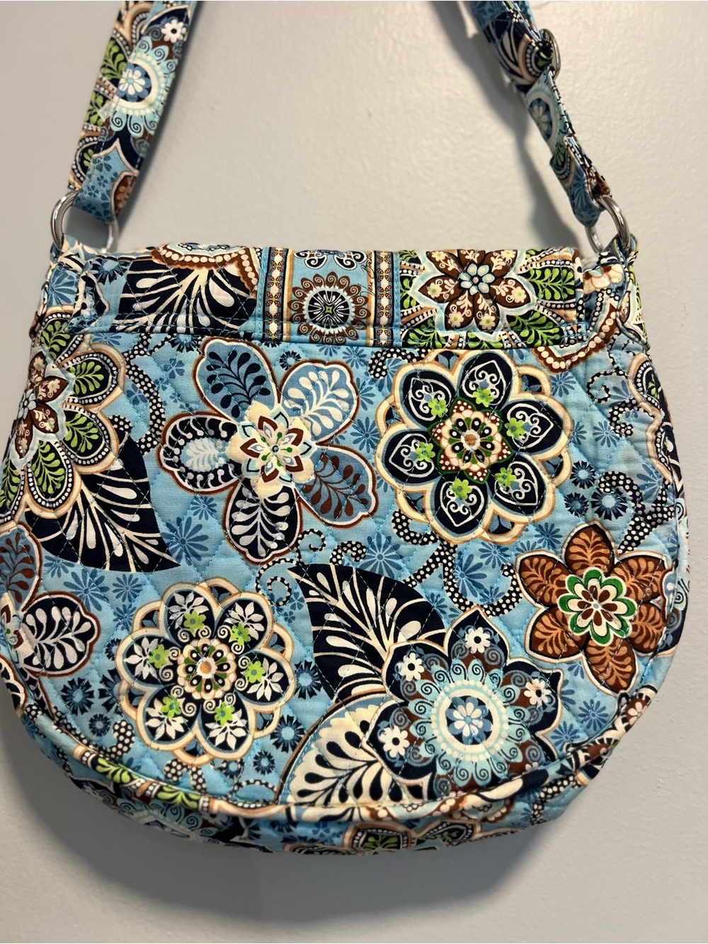 Vera Bradley Saddle Up Bali Blue Crossbody Shoulder Bag Floral Magnetic Flap M - Picture 4 of 16